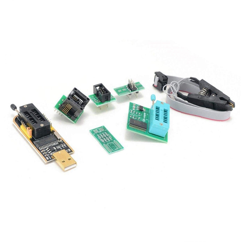 CH341A BIOS USB Programmer SOP8 DIP8 1.8V Conversion Socket 8-Pin Test Clip Set for IPhone or Motherboard. 