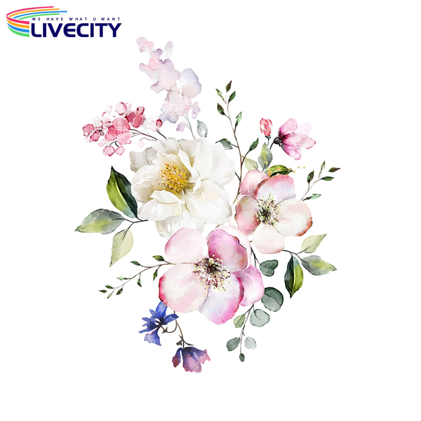 Hand-painted Floral Print Toilet Sticker Floral Toilet Lid Sticker Waterproof Easy-peel Restroom Art Decal for Southeast Asian Buyers Pvc Sticker