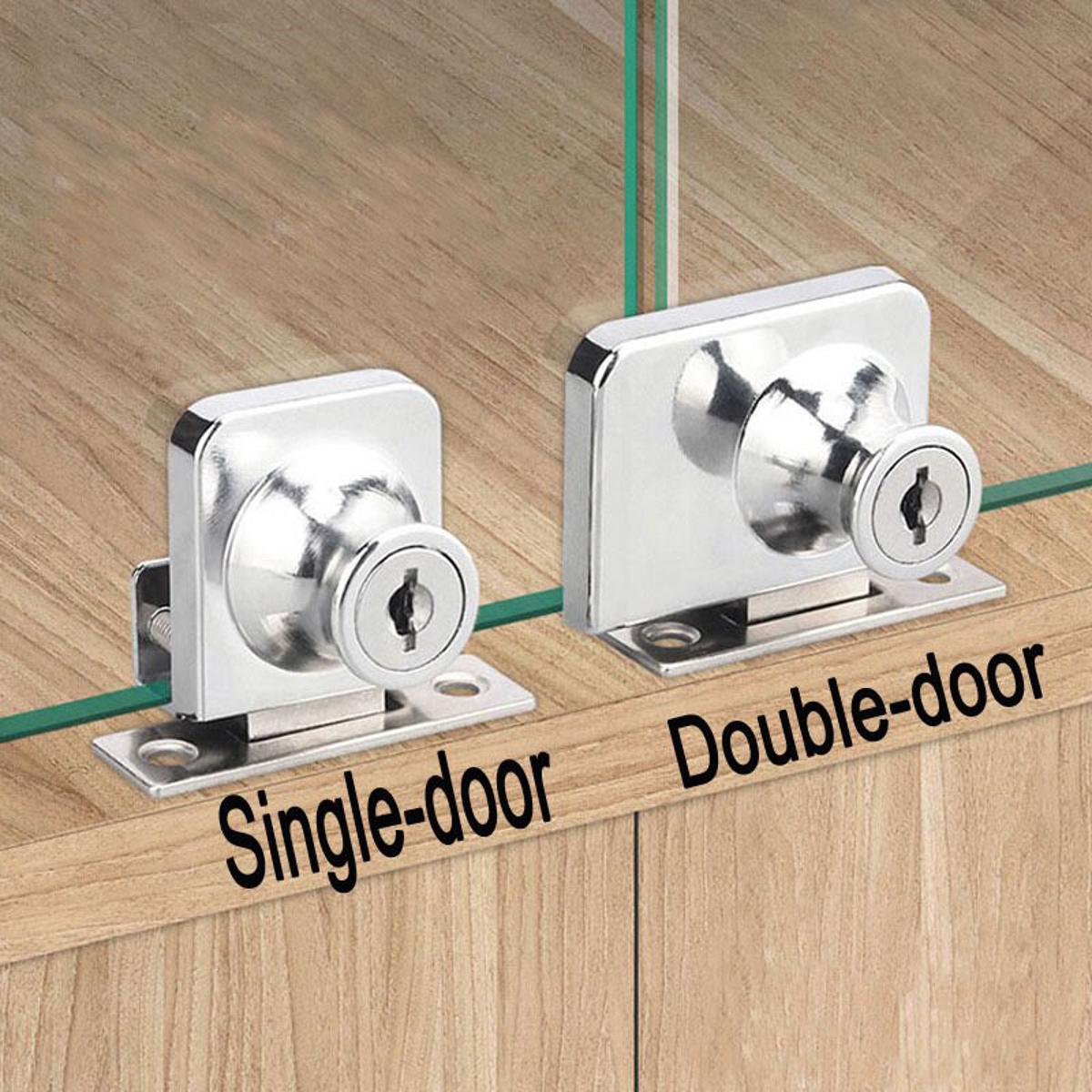 2 pcs /Glass Door single Sliding Lock 1 pcs double 1 pcs/ Cabinet Cam Key Showcase Display /Single-and double Door-Lock-Glass-Window-Lock-Glass-Door-Lock