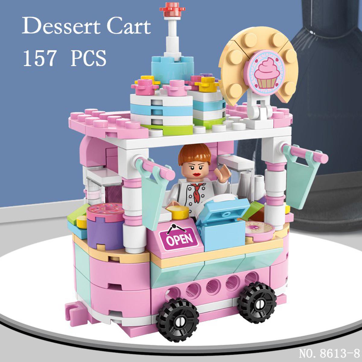 【3C VictoryEagle】208pcs Mini City Street View Building Blocks McDonald's House Model Blocks Compatible with ldren's Toys Style:Dessert car