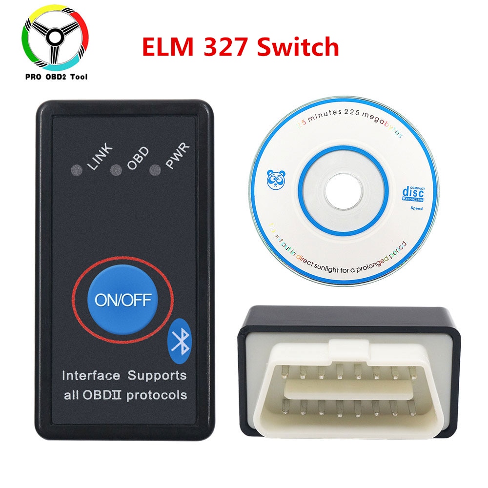 Quality ELM 327 Switch V2.1 Bluetooth OBD2 CAN-BUS  OBDII Protocols Diagnostic Tool Super Mini ELM327 v2.1 Car Scanner. 