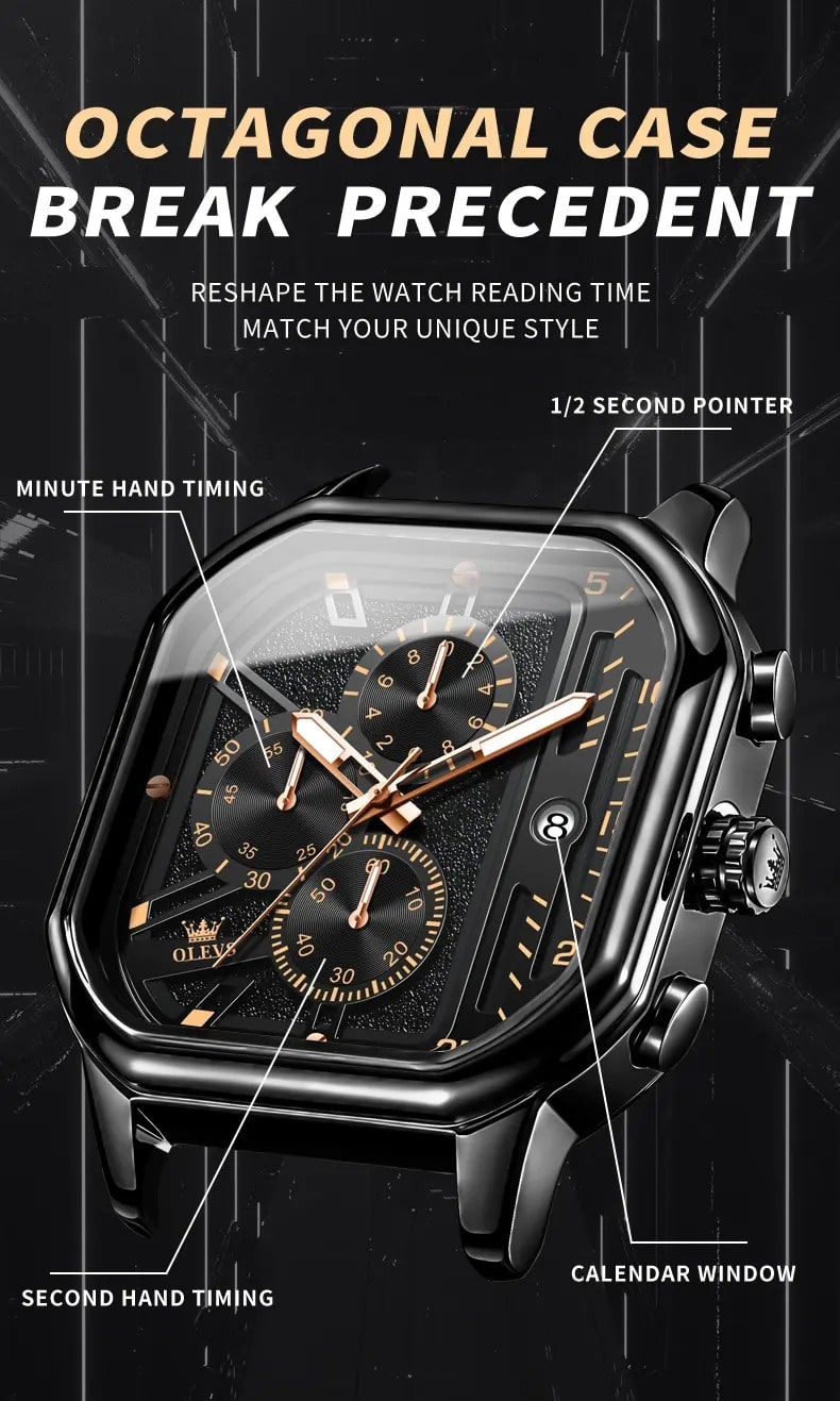 Square Skeleton Quartz Watch For Men. 