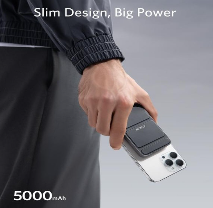 Anker A1614 Magnetic Power Bank 5000mAh Foldable Magnetic Wireless Portable Charger with Stand. 
