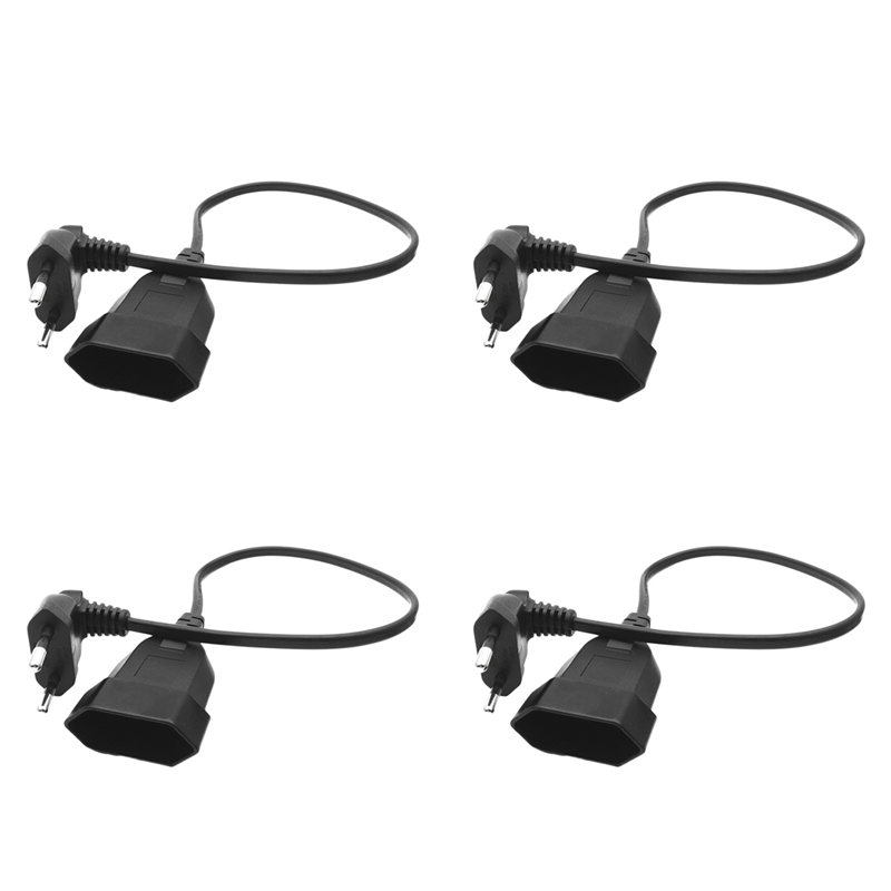 4X Europea 90 Degree Male Plug to Female Socket Power Extension Cable for PC Computer PDU(0.)