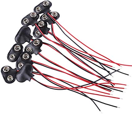 2Pcs- 9V Battery Connector BLACK Color DC 9V Battery Clip Connector Leads Socket 6F22 Battery Holder Snap Cables 9 Volt For Arduino Electronics Projects Power Supply. 
