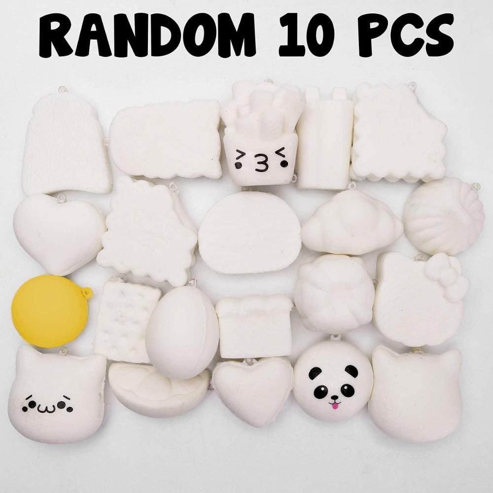 【VisioN Shop】10Pcs DIY Mini Squeeze Toys Food Squishies Bread Toys Keychains With Colorful Cream Scented Kawaii Simulation. 
