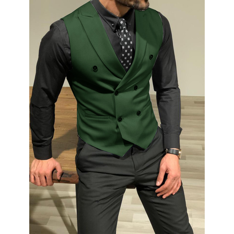 Men's Suit Vest Double Breasted Sleeveless Wedding Groom Vest