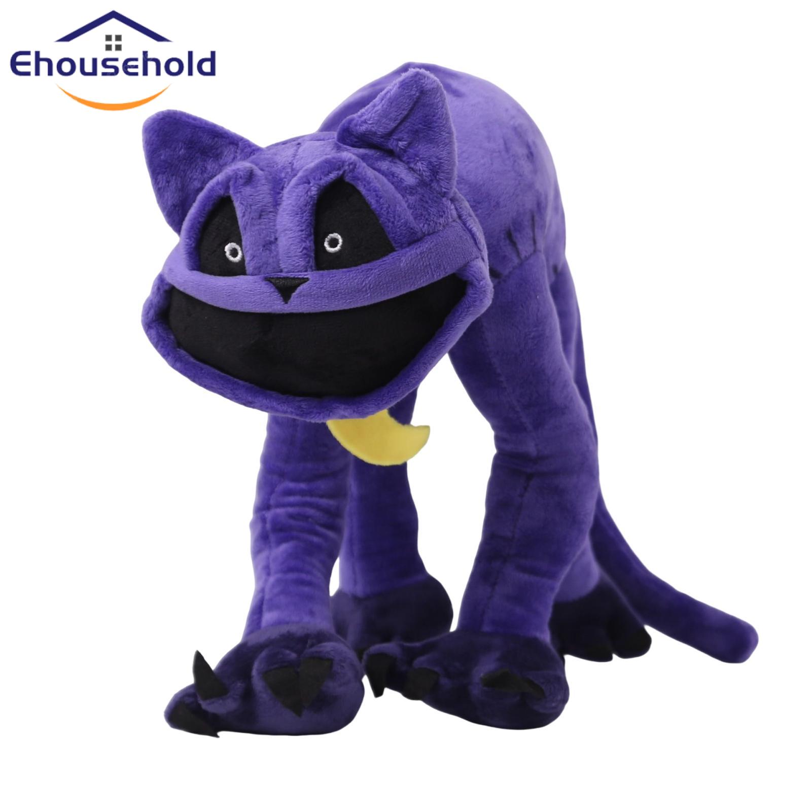 Plush Cat Flutter Big Mouth Smiling Purple Cat Plush Toy Soft Stuffed Animal Pillow for Game Fans Children Fluffy Catnap Plush Toy Unique Gift Idea Relaxing Plush Pillow