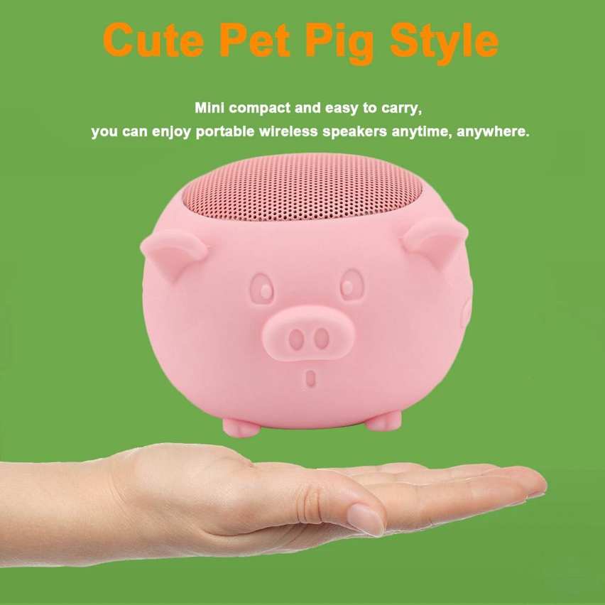 Bicaquu Bluetooth Speaker Lovely Pig Mini Wireless 5.0 Built-in Mic for Home/Traveling/Outgoing Long Life. 