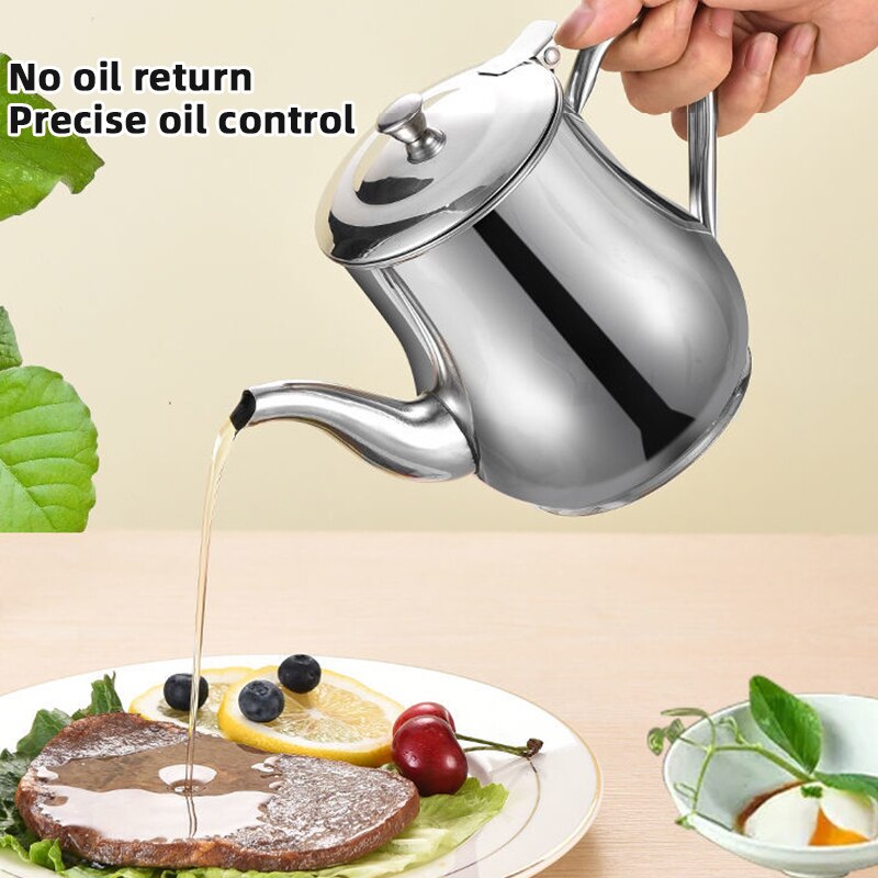 700ml Stainless Steel Oil Tank Large Capacity Oil Bottle Kitchen Oil Filter Pot Soy Sauce Vinegar Container Coffee Pot Dream paradise