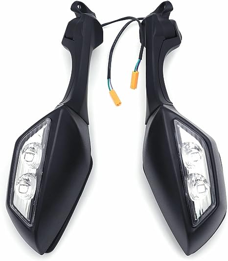 Black Rear View Mirrors w/Turn Signals Compatible Ninja ZX10R For Motorcycle. 