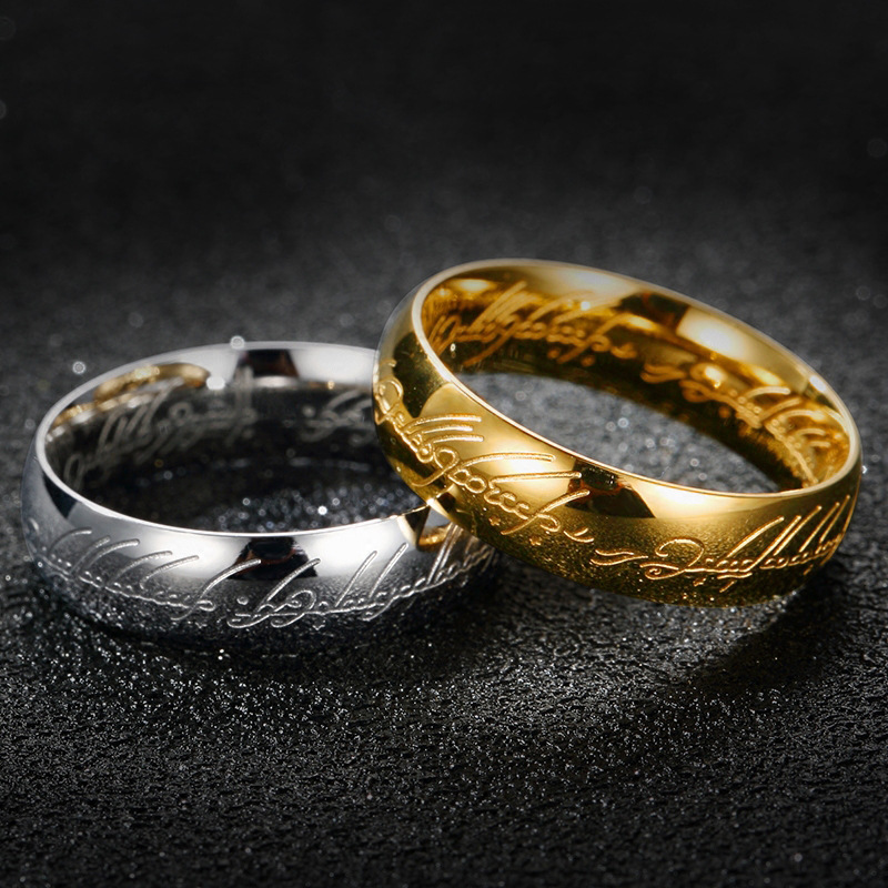 Lord of the Rings Men's Ring Titanium Steel Korean Style Fashionable Couple Index Ring King Domineering European and American Personality Trendy Tail Ring Pair of Rings