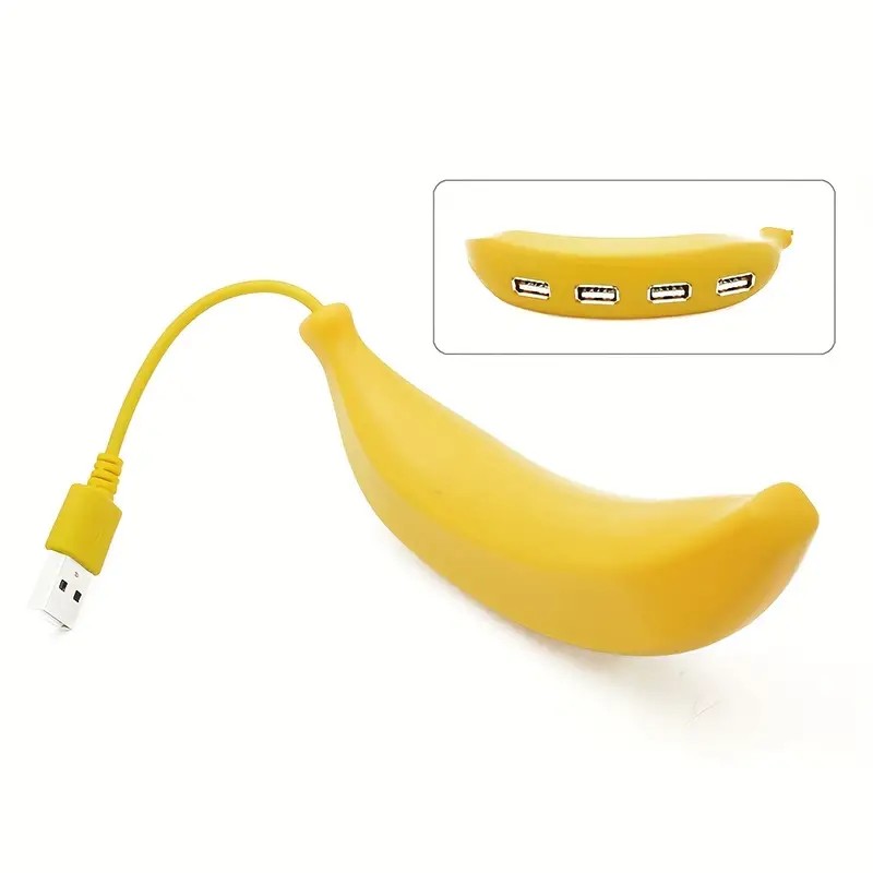 RUNBERRY Adorable Funny Banana Shape Design USB 2.0 4 Port Hub, Portable Creative Extender, Suitable for PC Mac Laptop. 