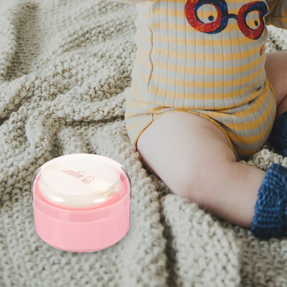 Body Powder Puff Box Baby Container with Compartment Case Plastic Puffs for Loose Small Empty. 