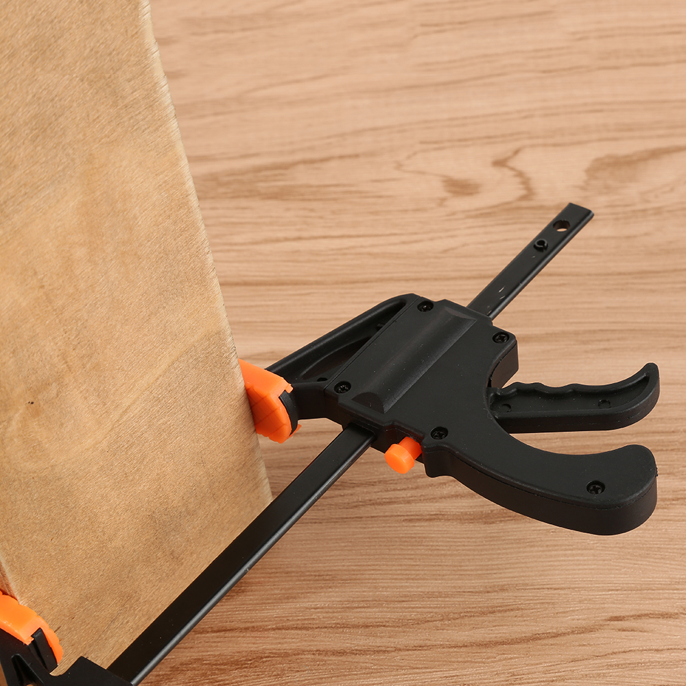 F Shape Quick Ratchet Release Speed Squeeze Wood Working Clip Spreader Tool DIY Color: Black + Orange. 
