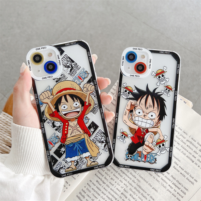 Cartoon Luffy Samsung s23 Phone Case Transparent All-Inclusive Applicable s22ultra Soft Shell A54 Lens Protective Sleeve
