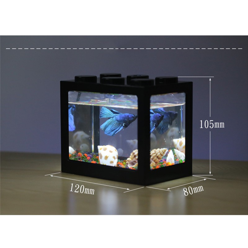 Betta fish tank Multi-function colorful box Mini aquarium Creative Building block fish tank. 