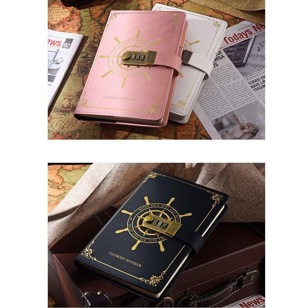 Secure Notebook Sailor's Voyage Password Notebook Classic Design Leather Cover Thick Pages Locked Diary book Password-locked A5 Size Password Journal for Personal Journaling Office Use Gift Item. 