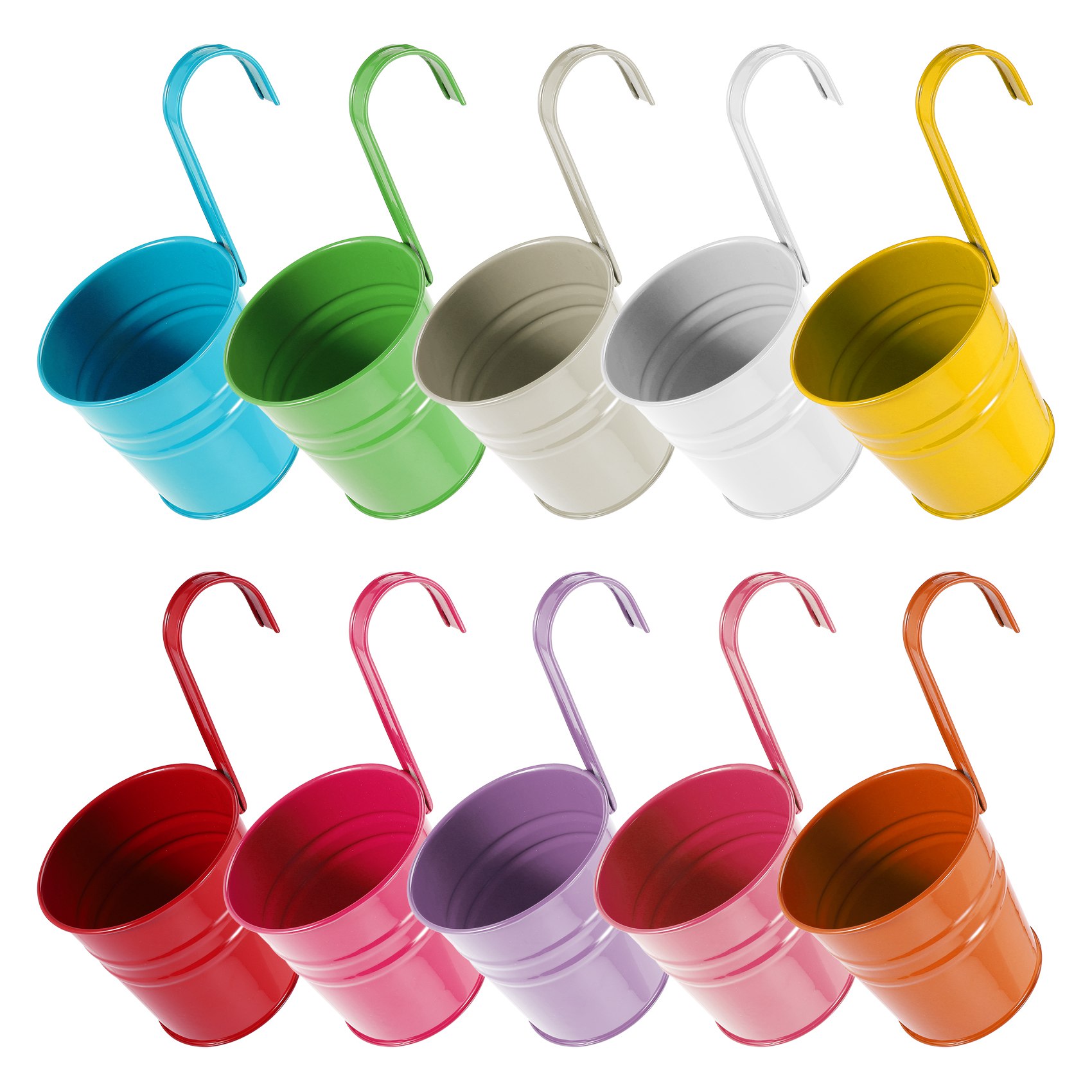 Pack of 10 Hanging Flower Pots Hanging Pot Balcony Garden Pots Wall Planter with Mini Tool