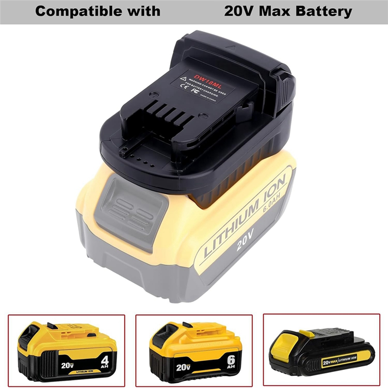 Adapter Compatible for 20V Max Battery to Replacement for 18V Battery, DW18ML Adapter Durable. 