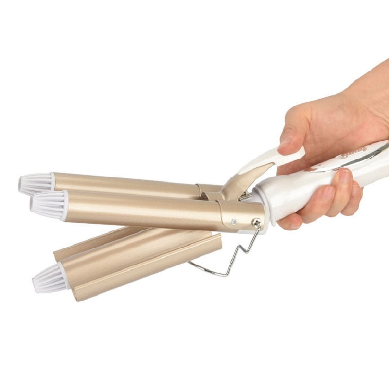 Professional Triple Barrels Curling Iron Large Three-Stick Curler Egg Roll Head Ceramic Hair Curlers for Salon Home. 