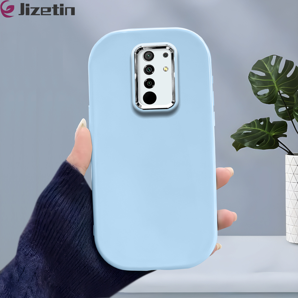 Jizetin for Redmi 9 / Xiaomi Poco M2 Back Cover Luxury Color Bright Lens Frame Candy Soft Rubber Phone Cases