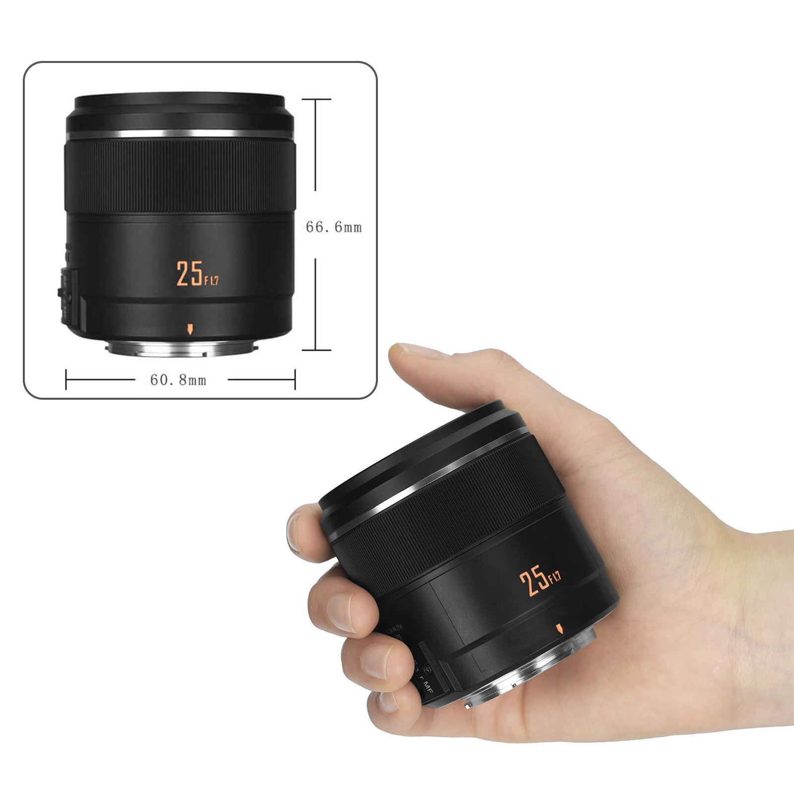 YONGNUO YN25mm F1.7M Camera Prime Lens Auto/ Manual Focus Large Aperture Micro 4/3 Mount Replacement for Panasonic G100/GH5/G9/G95/G85/GX9/GX85/GF10/GF9 for Olympus E 5 II III/ E 10 III IV/ PEN-F/ E-PL9/ E-PL10 Cameras. 