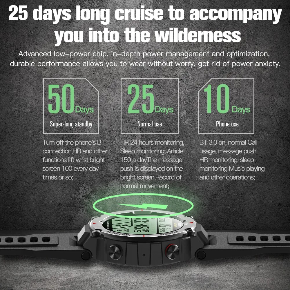 JOEME F26 Bluetooth Call Men Outdoor Military Sport Smart Watch 320mAh Long Standby Heart Rate Blood Pressure Monitor Smartwatch. 
