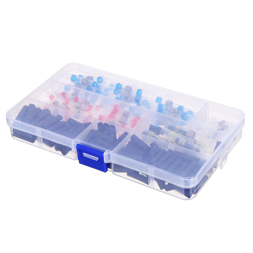250PCS/Box Waterproof Heat Shrink Tube Assorted Solder Seal Sleeve Wire Connectors Shrinkage Tubing Butt Terminal Connector with Storage Case for DIY (2:1 Shrink Ratio). 