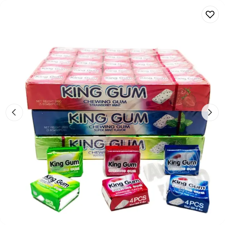 Kinggum available Flavor Chewing Gum - 50 Pcs 1 Box
