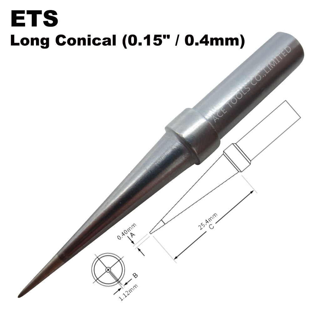 Soldering Tip ETS Conical 0.4mm Fit WELLER WES51 WES50 WESD51 WE1010NA WE1010EU PES51 PES50 LR21 LR20 Pencil Handle Iron Bit. 