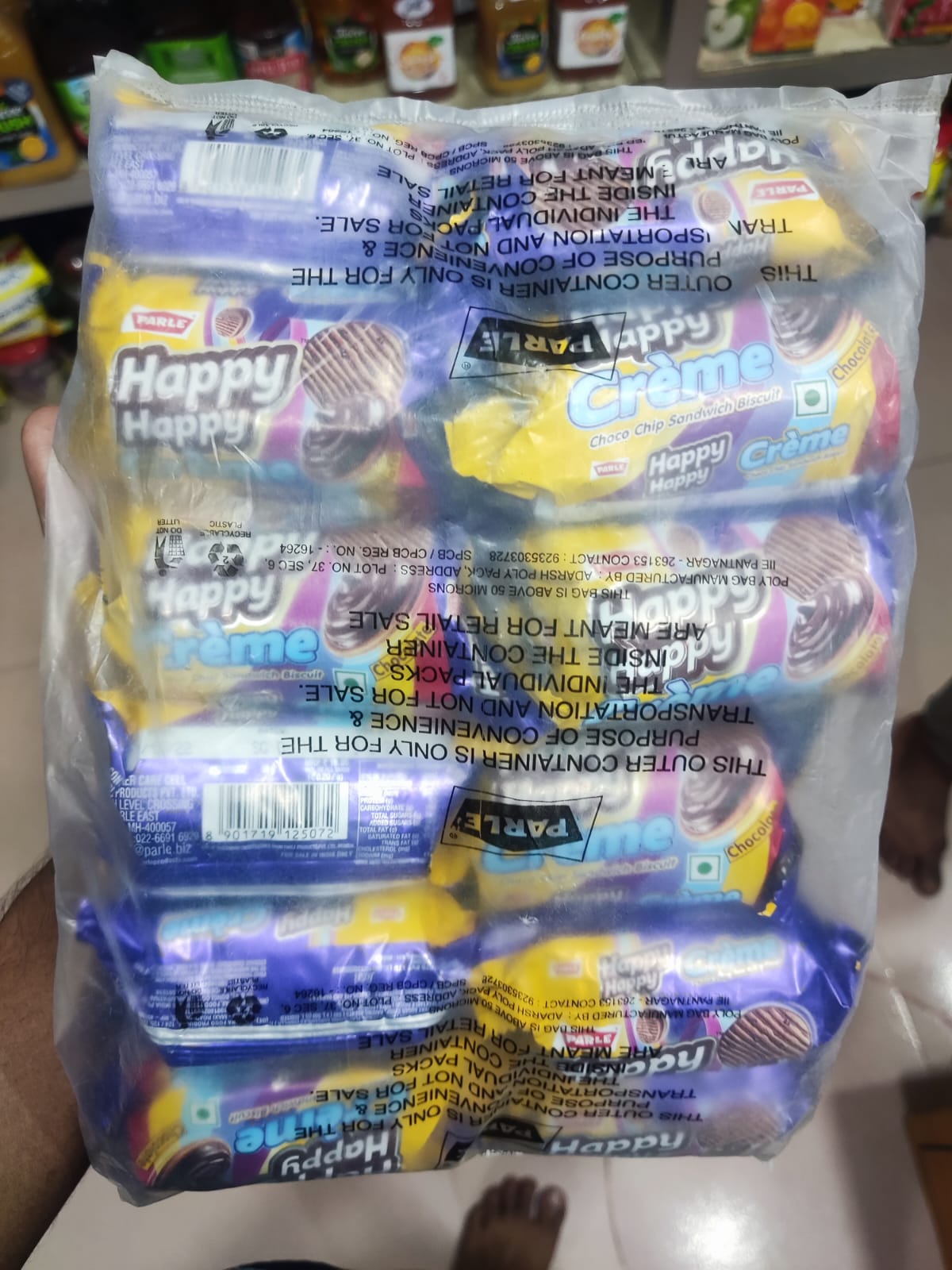 Parle Happy happy choco chip cookies , pack of 12× 60 grams, 720 grams. 