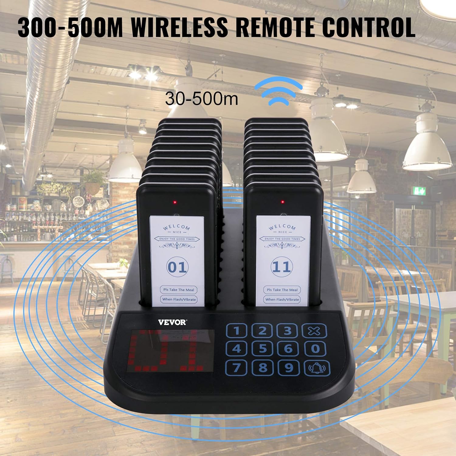 Restaurant Pager System 20 Pagers, Max 98 Beepers Wireless Calling System F103. 