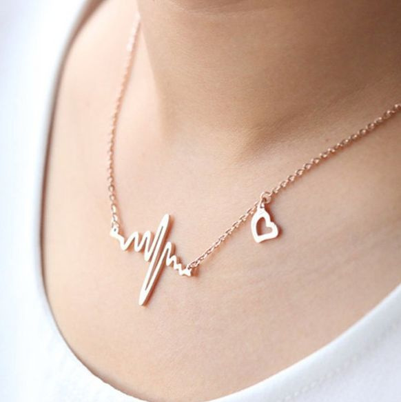 Exclusive Heart beat ECG Alloy Necklace for Women
