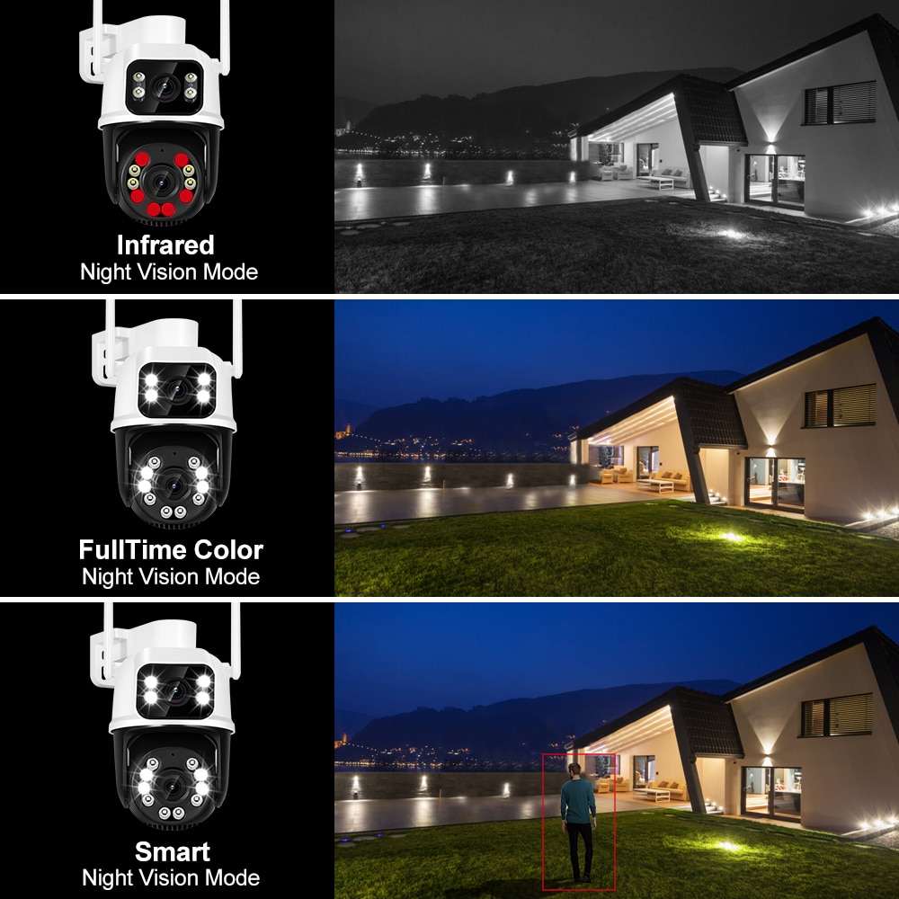 New 8MP 4K PTZ Wifi Camera Dual Lens with Dual Screen Ai Human Detect Auto Tracking Outdoor Surveillance Camera iCSee. 