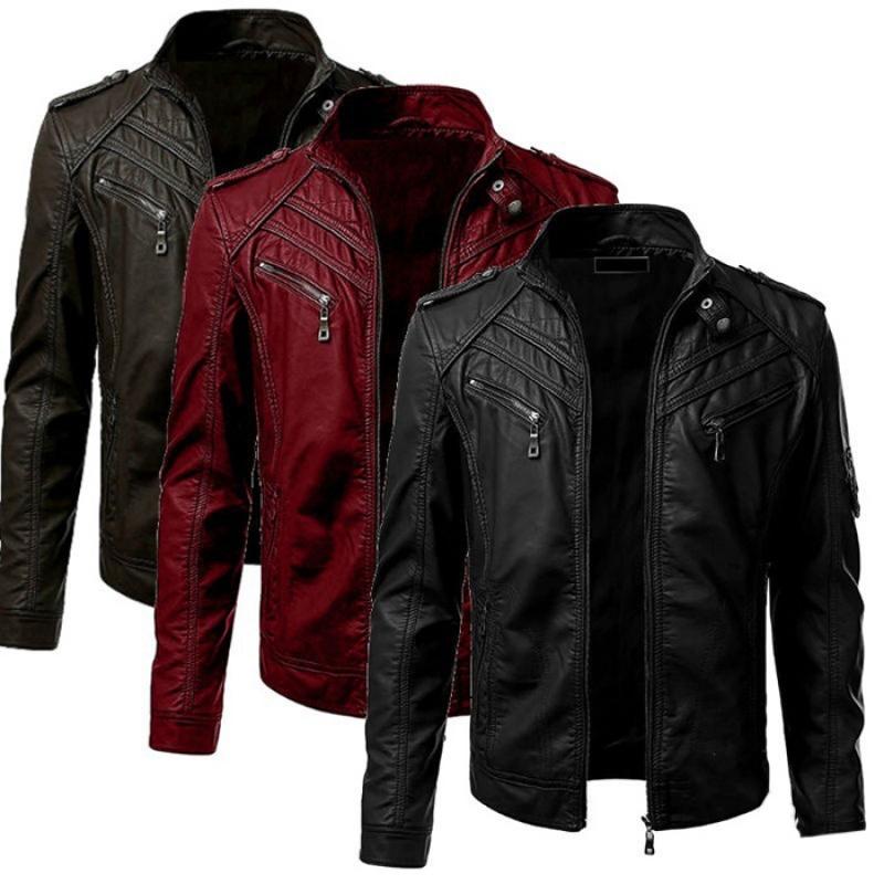Men Faux Leather Jacket Motorcycle 5Xl Men Jackets Black Jaqueta De Couro  Masculina Outwear Male Slim Fit Pu Leather Coats Man
