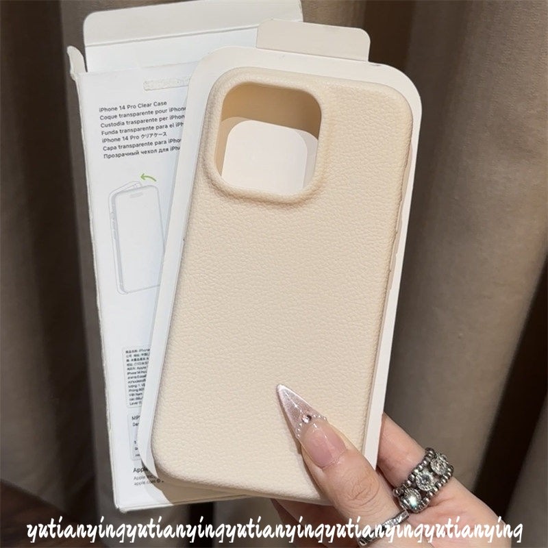 Luxury Lychee Leather Texture Skin Feel Case Compatible for IPhone 15 11 16 13 12 14 Pro Max 15 16 14 Plus 16 Pro 12Pro Max 16Pro 15Pro Trendy Solid Color Simple Maillard Soft Case. 