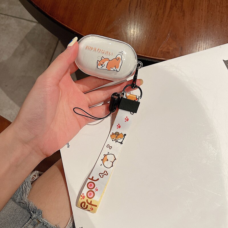 New Earphone Case For oppo enco buds Cute cartoon pattern soft shell Headset Protecte transparent Case For oppo enco w31 Lite Hand Strap. 