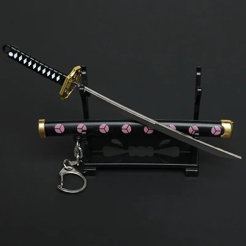 Japanese Katana Samurai Sword Keychain Showpiece Katana (Not Sharp) Showpiece Key chain Ring Plastic + Cover + Display Stand for Showpiece Gift Letter Opener. 