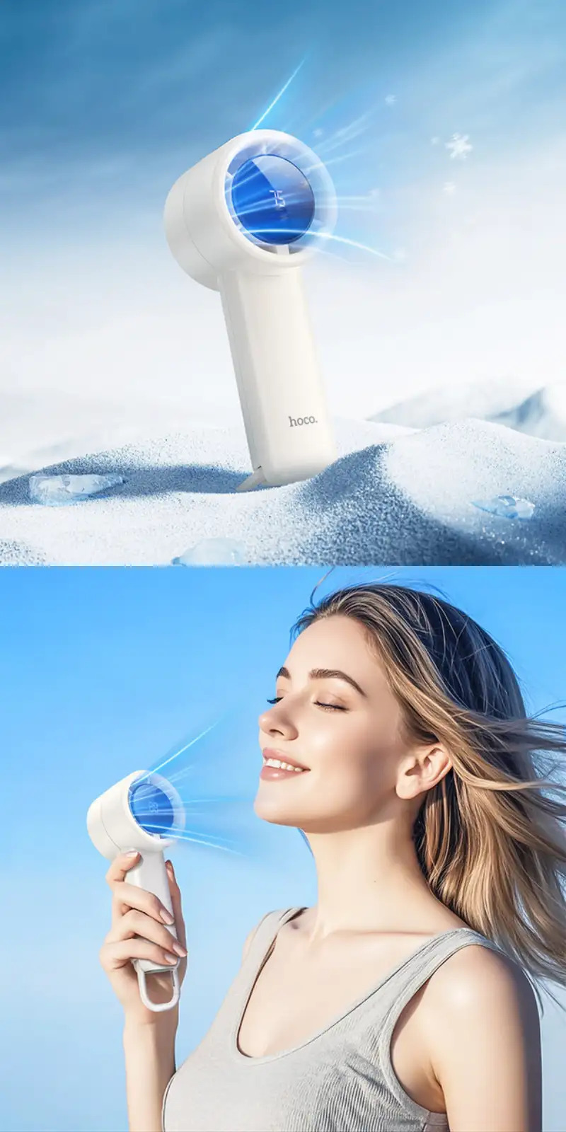Hoco HX63 Handheld Mini Hand Fan With Digital Display. 