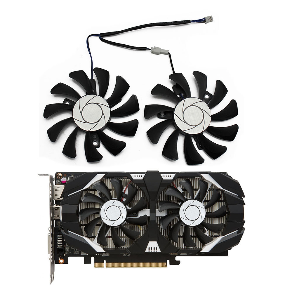 HA8010H12F-Z 75MM 2Pin GTX1050Ti GPU Cooler DUAL Fan for MSI Geforce GTX 1050Ti GTX-1050-Ti-4GT-OC(2Pcs). 