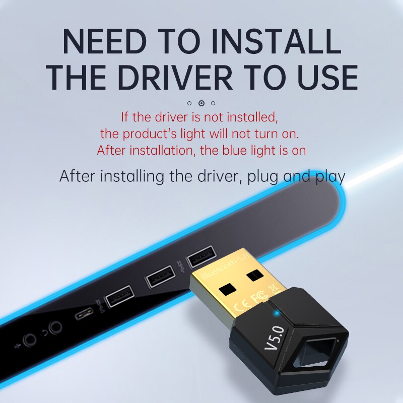 RTL8761B USB Dongle Bluetooth 5.0 Adapter Receiver Wireless Low Latency Music Mini Bluthooth Transmitter For PC/File Transfer. 