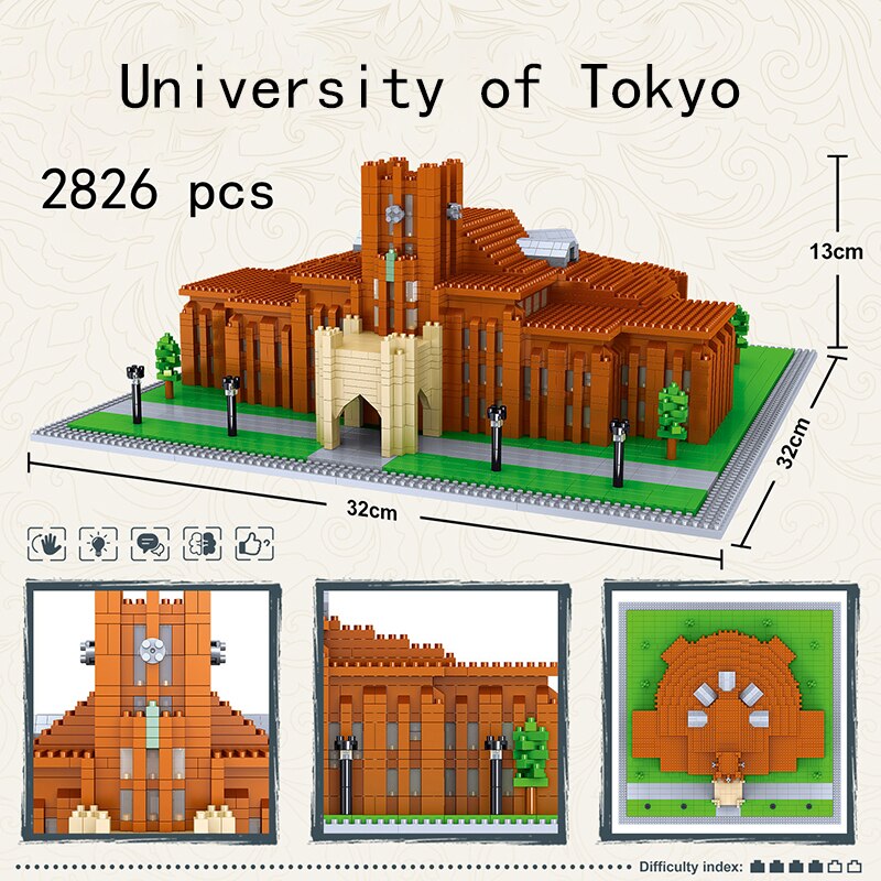 Famous Harvard University of Cambridge Architecture Micro Building Block Brick MIT Oxford Tokyo Institute Technology College. 