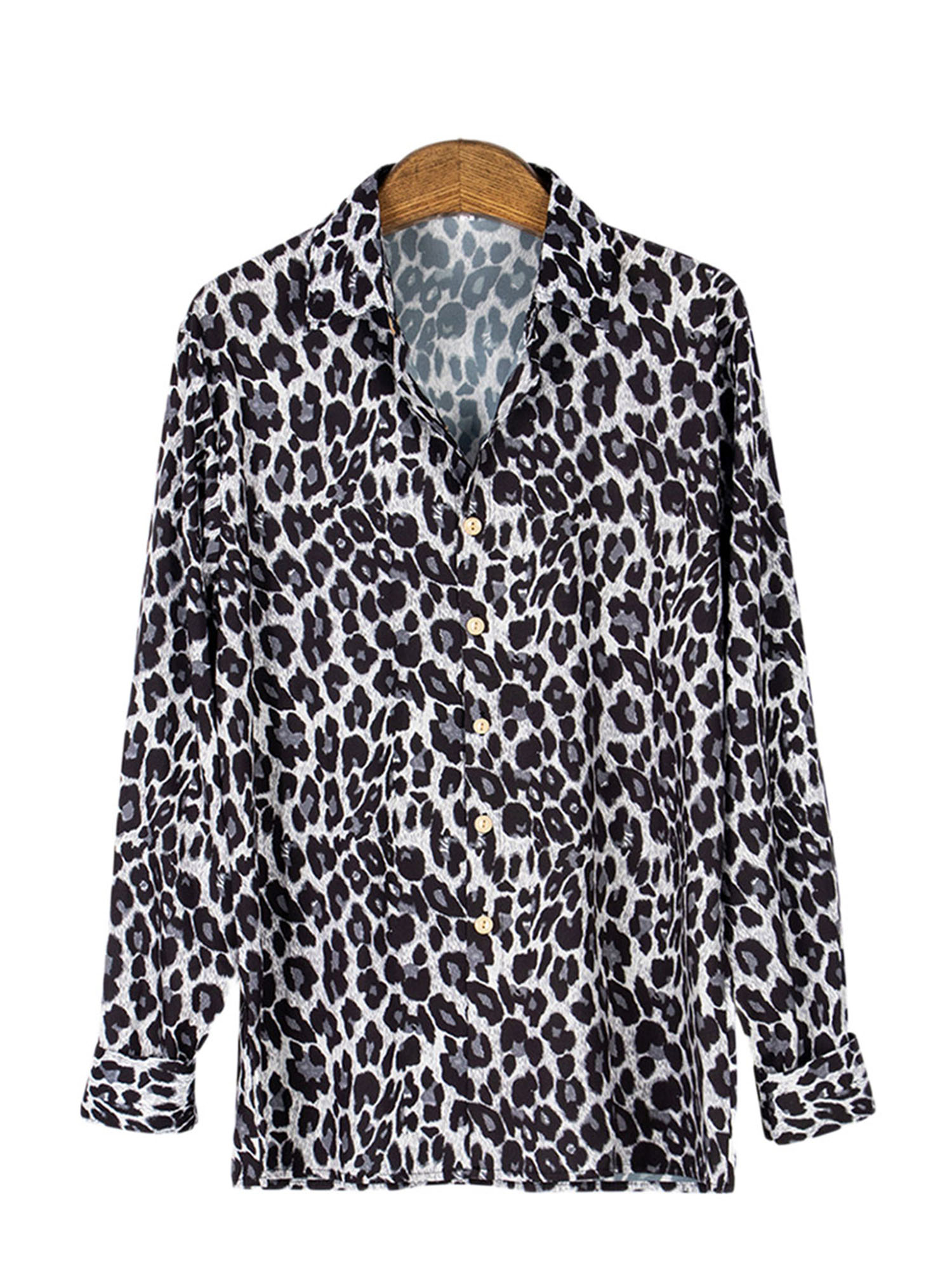 Men Leopard Printed Shirts, Lapel Neck 
