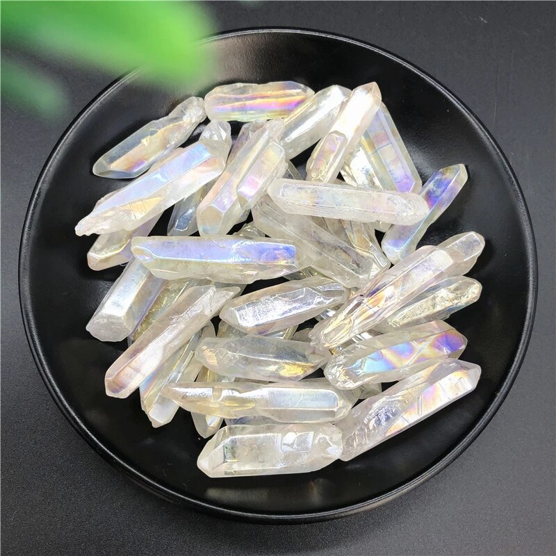 【Daily Necessities For Anyone Store】50g White Aura Lemurian Quartz Crystal Stones Point Specimen Decoration and Minerals