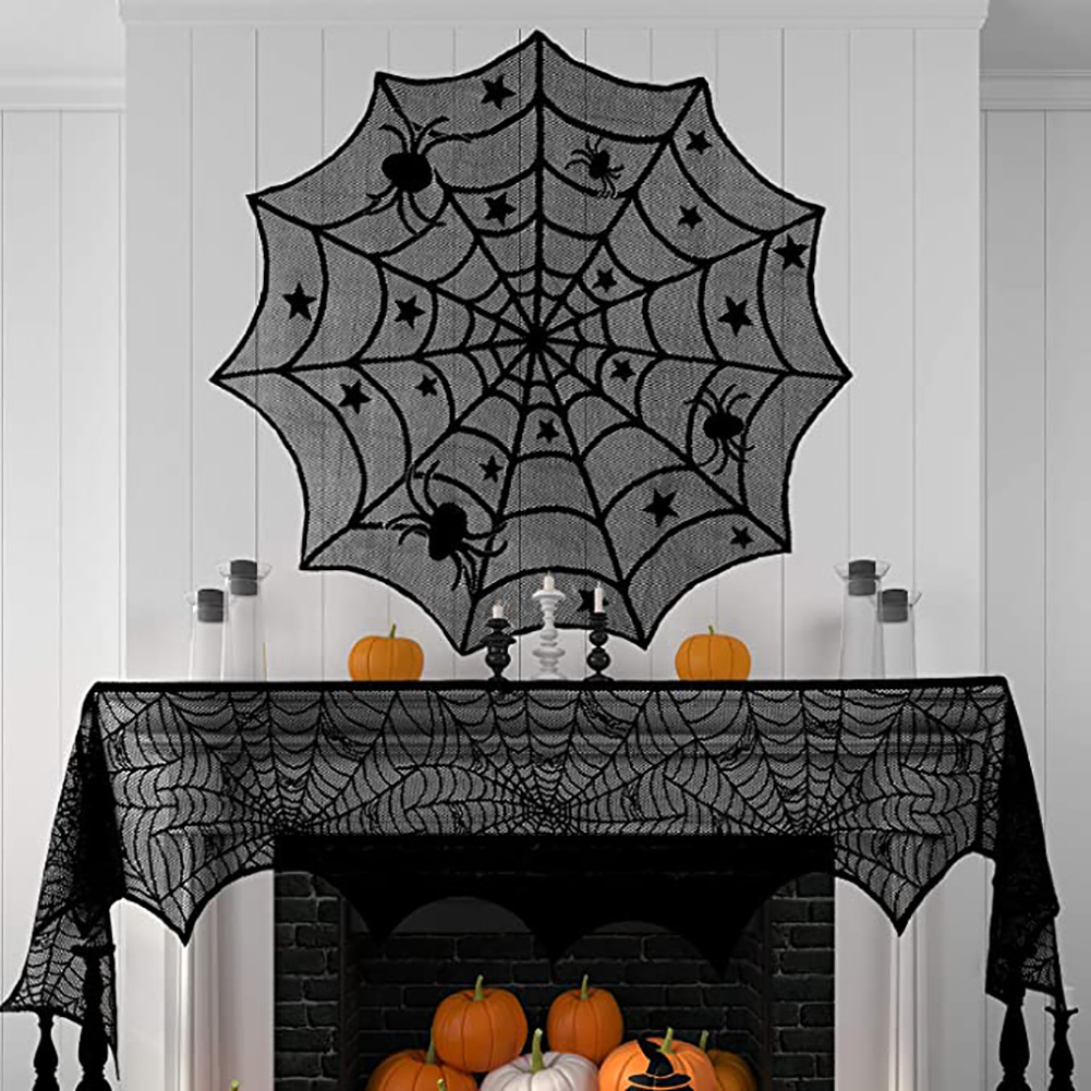 Halloween Spider Web Round Tablecloth Pentagram Spider Tablecloth Family Dining Room Tablecloth Decorative Cloth Halloween Decorative Cloth. 