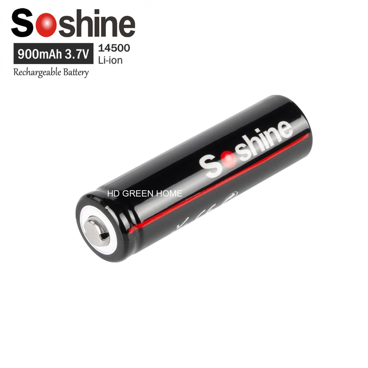 Soshine 14500 3.7V 900mAh Rechargeable Li-ion Battery Pointed Top AA Lithium ion Battery