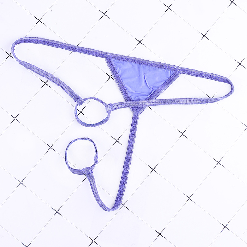 Men G-string with Hole Loop Bikini Brief Revealing JJ Lingerie Panties Gay Pouch Crotchless Underwear T-back Thong. 
