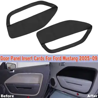 Door Panel Insert Cards Black Synthetic Leather Black Fit For Ford