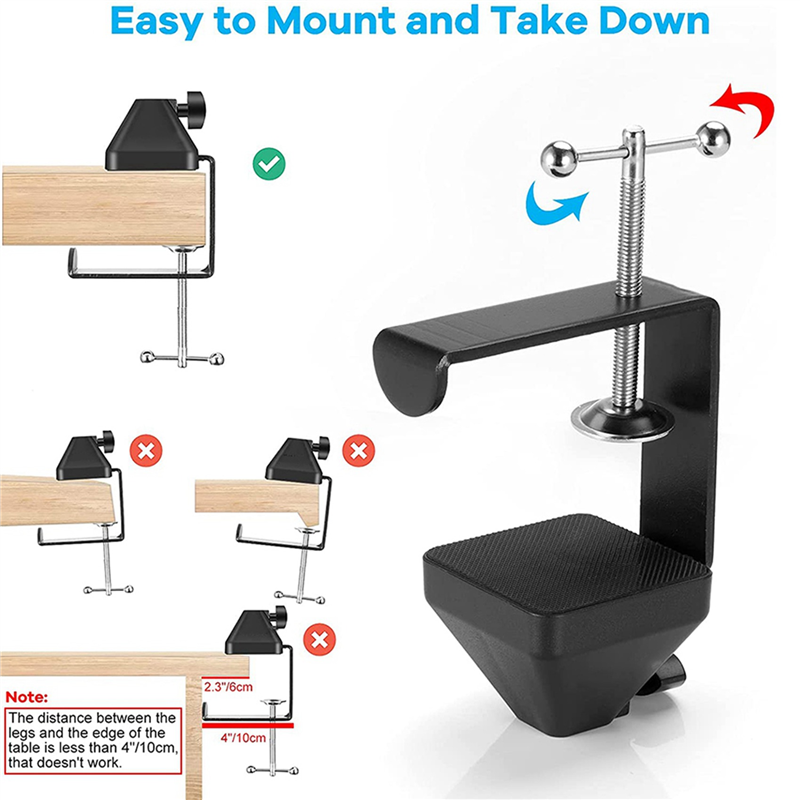 2X Heavy-Duty Table Mount Clamp, C Mounting Clamp Holder with Headset Hook Hanger. 